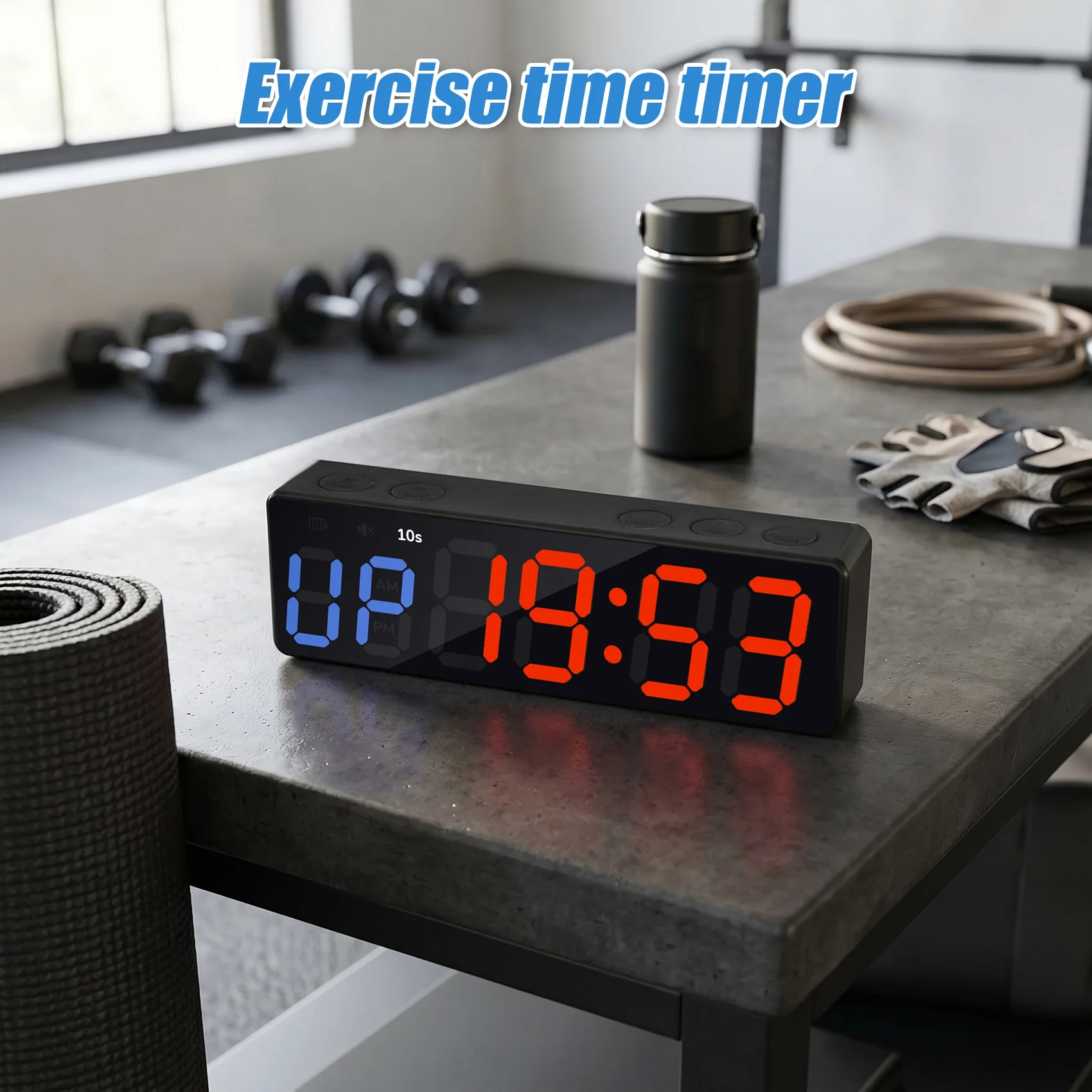 ABUN Workout Clock with Battery Portable Mini Gym Timer Programmable Countdown Up Timer Stopwatch for Home Gym Magnetic