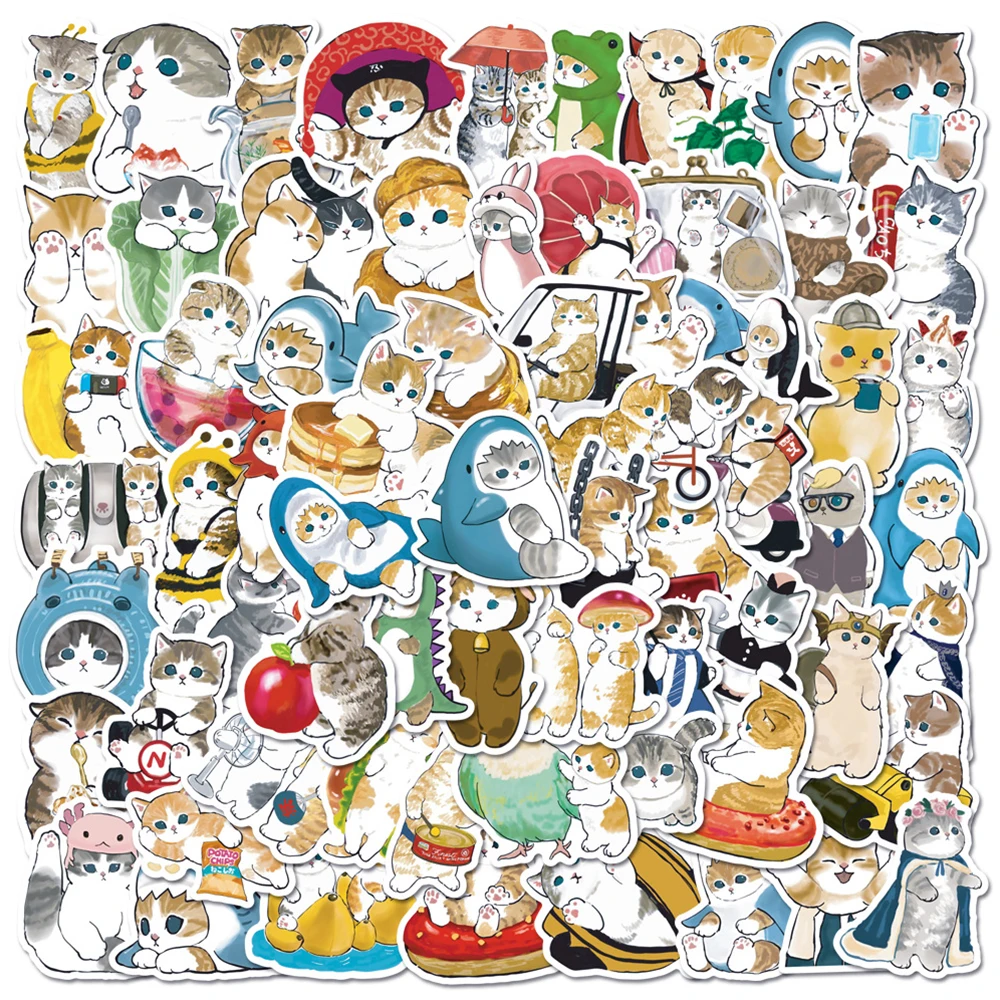 

10/30/50/100pcs Funny Kawaii Cat Cartoon Stickers Cute Animal Decals Kids Toys Notebook Suitcase Laptop Phone Decoration Sticker