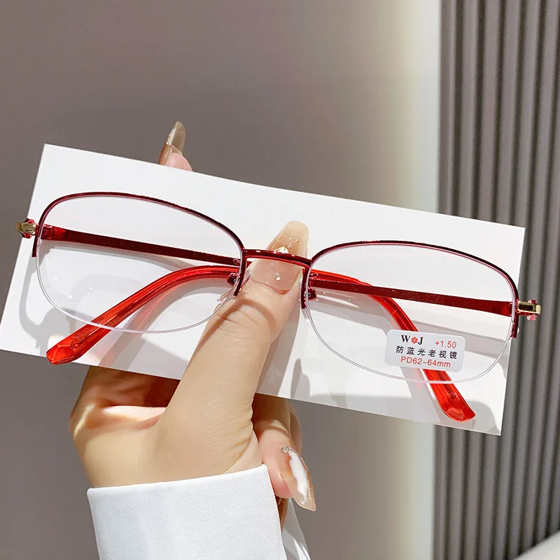 

Anti Blue Light and Anti Fatigue Metal Small Frame Reading Glasses Fashionable High-definition Ultra Light Presbyopia Glasses