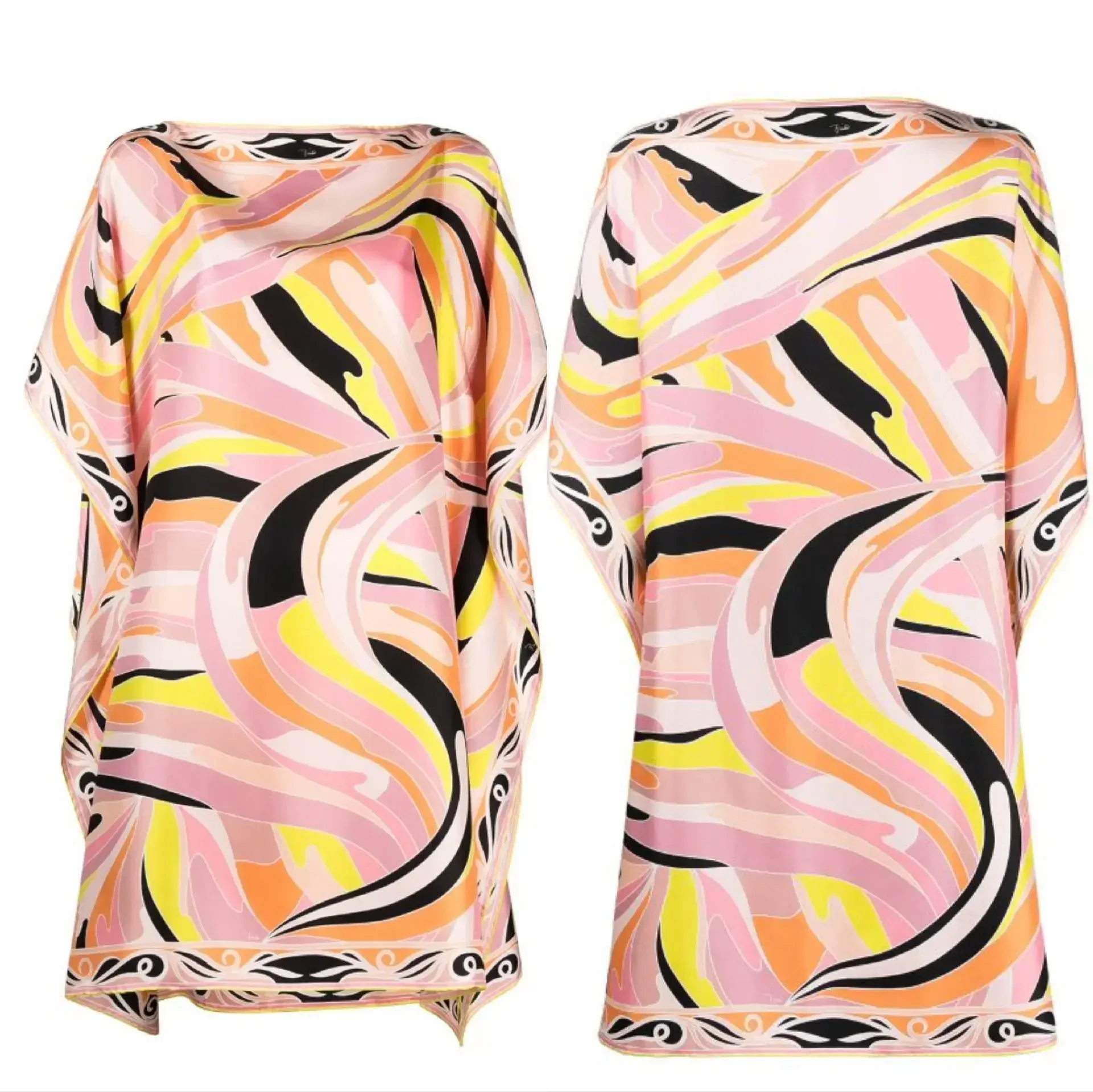 Abstract Print Dress Elastic Knitted Slim Short Sleeve Silk Jersey Dress High Quality Summer Slim-fit Cover Buttocks