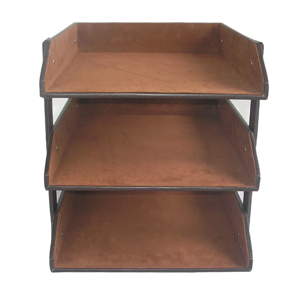 Home Interior Decorations Office Furniture Wood Shelf Magazine Display Rack PU Leather Floor Newspaper Racks