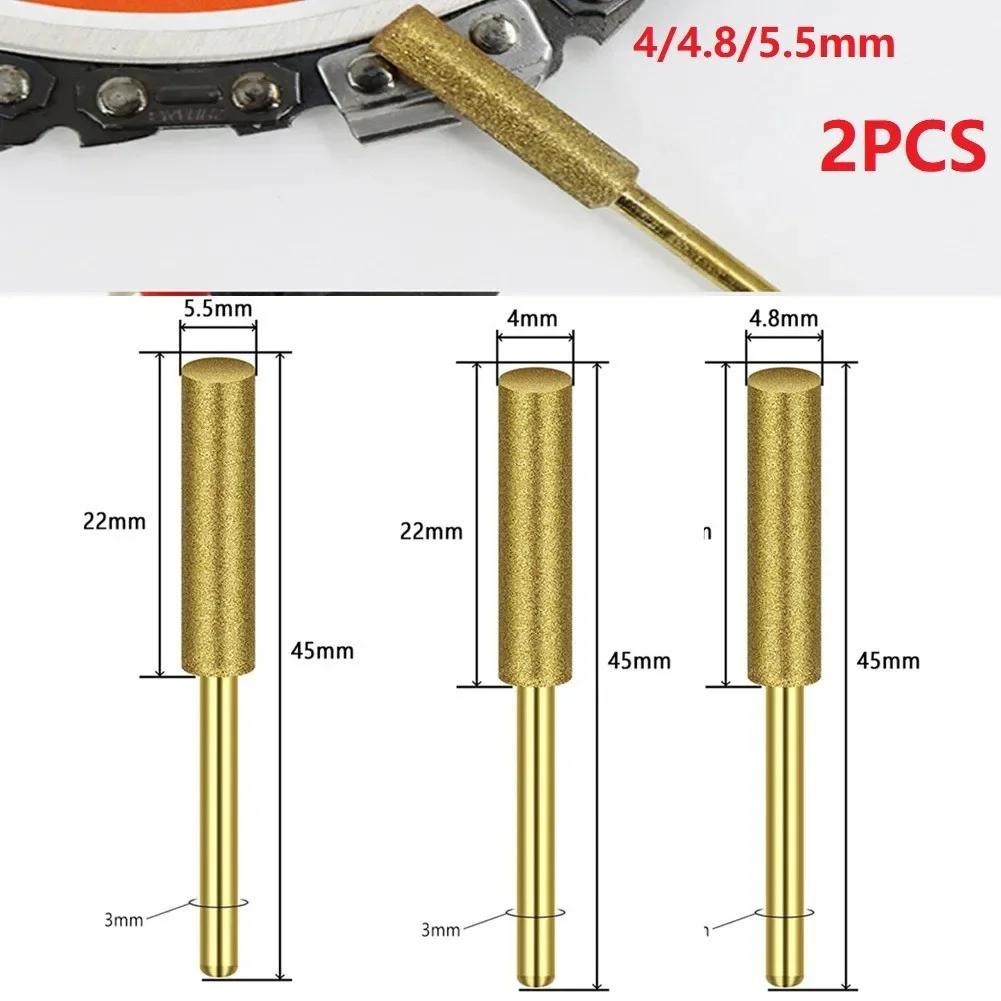 Diamante Chainsaw Sharpener, Afiar Chain Saw Dentes, moedor, polimento de metal, titânio revestido, Emery Grãos, 2Pcs