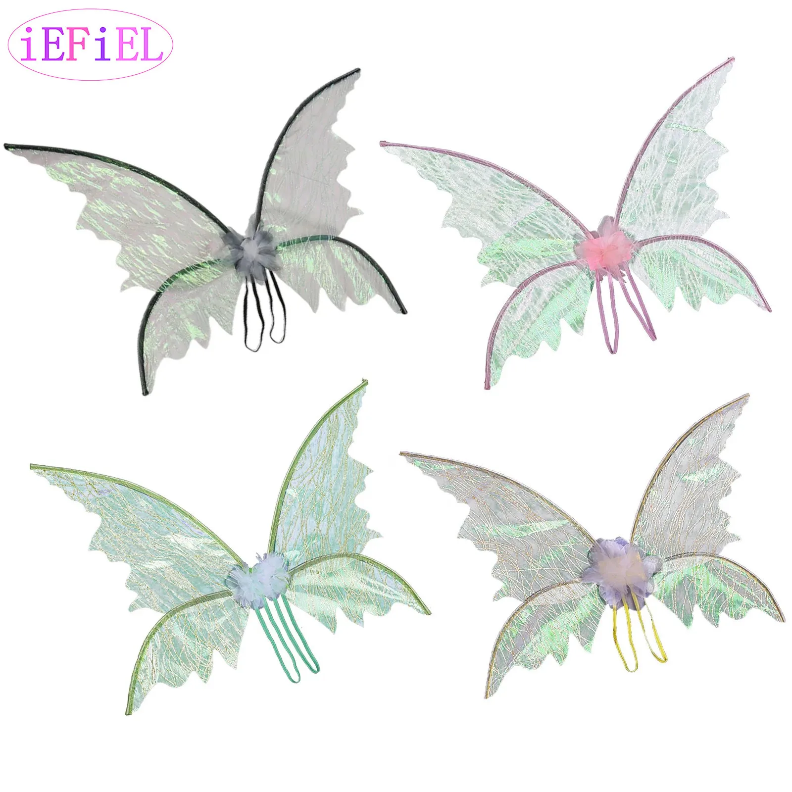 

Festivals Sparkling Elf Wings Butterfly Wings Asymmetrical Elf Fairy Wings with Shoulder Straps Performance Props