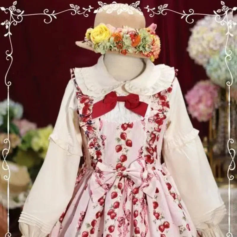 Wit damesoverhemd met lange mouwen Camisas De Mujer Lolita-stijl Kraag Zoete blouses Leuke ruches Japanse blouse Tops