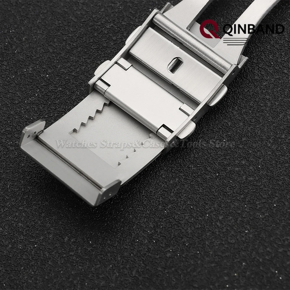 316L Massiver Edelstahl-Uhrenverschluss 14mm 16mm 18mm 20mm 22mm Doppeldruckfaltschließe Erweiterbare Metallschnalle für Seiko – Detail 7