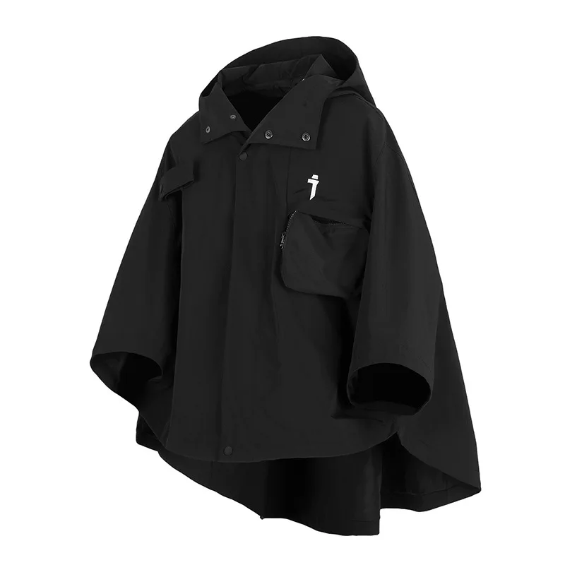 11 BYBB'S DARK Spring 2025 جديد وظيفية مقنعين معطف قصير عباءة سترة شال الرجال فضفاض الهيب هوب موضة التكتيكية