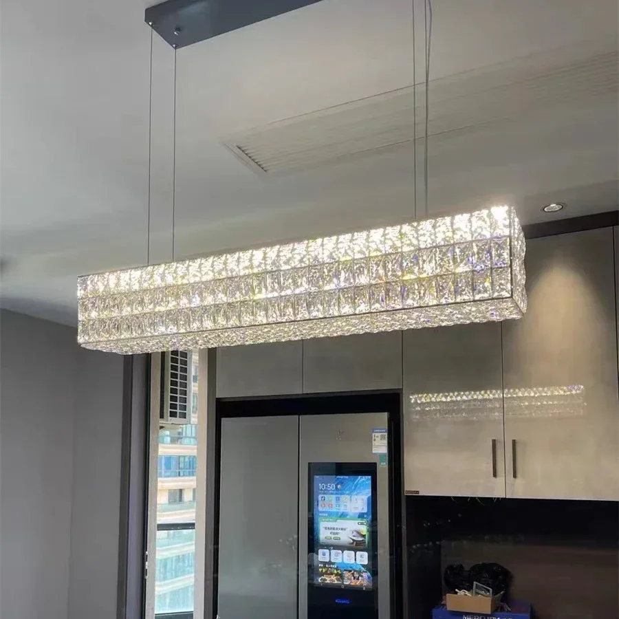 Candelabro LED de cristal redondo moderno, luz suspensa variável para sala de estar, quarto, decoração interior, cor dourada e prateada