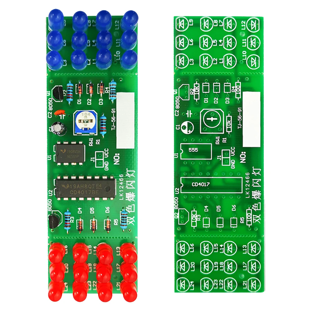 DIY Electronic Kit LED Analogue Alarm Lights Dual-Colour Flashing Lights DC9-12V PCB Board Practice Soldering Fabrication Projec
