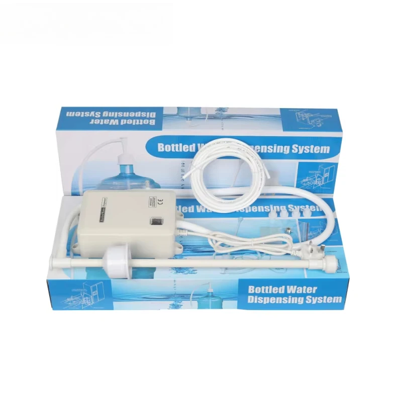 Single entry bottled water dispenser pump system using coffee/tea/refrigerator