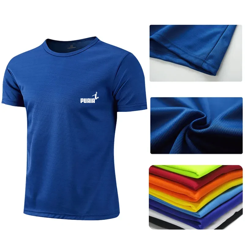 Men's Quick Dry Short Sleeve Gym Running Moisture Wicking Round Neck T-Shirt Training Exercise Gym Sport Shirt Tops Lightweight