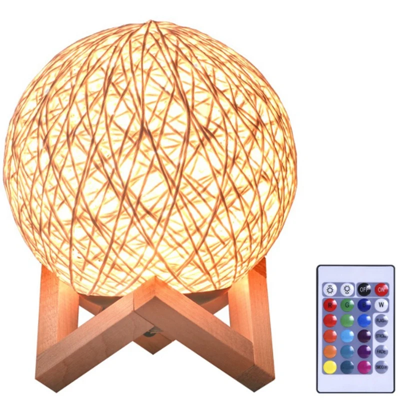 

LED Rattan Ball Fix Dimmable 3D Light Night Lamp Moon Starlight Table Lamp Bedroom Lampu Tidur Lampu Bilik Promotion