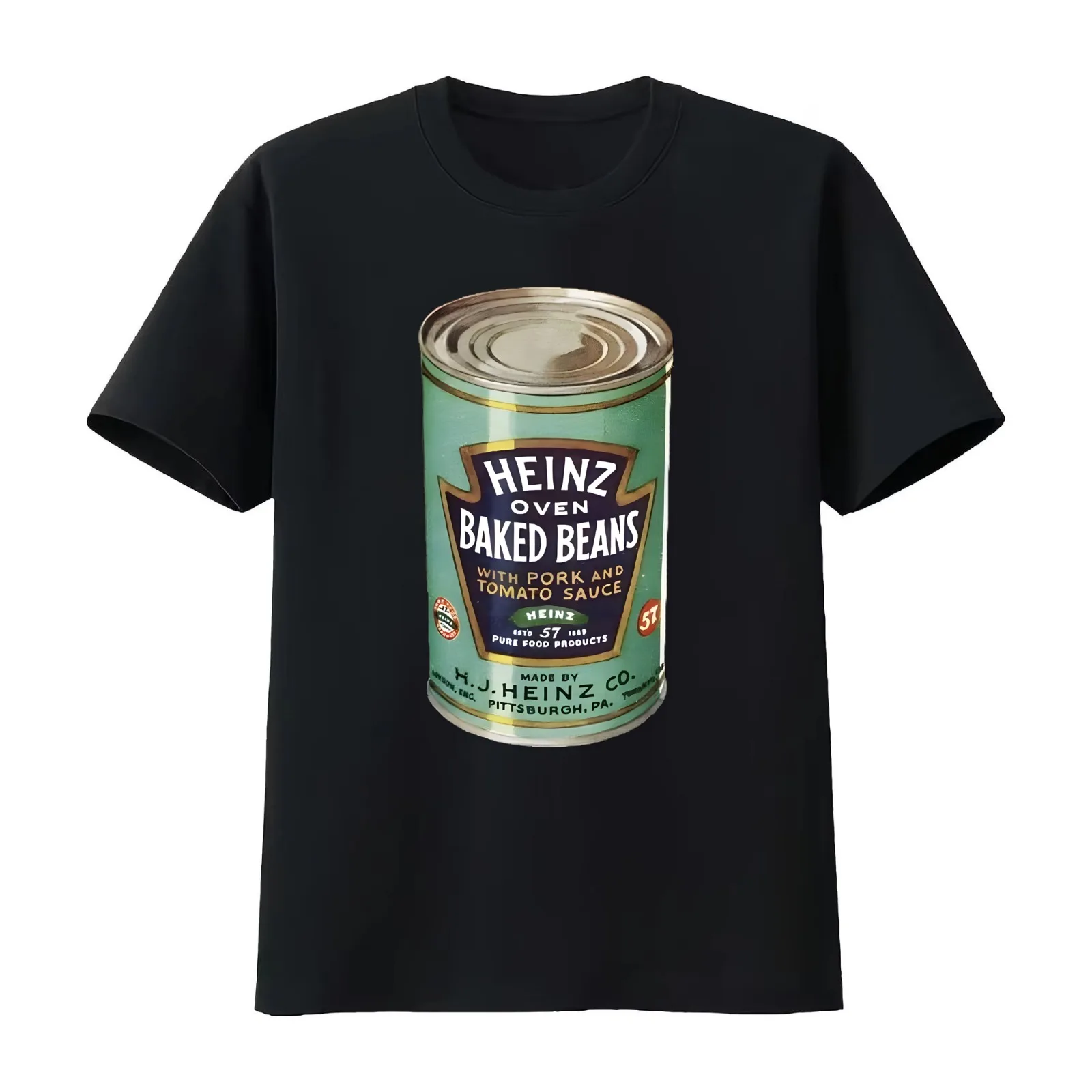 Heinz Oven Baked Beans Vintage Advert T-Shirt Summer Casual Cotton Tee Oversized Streetwear Tops Vintage Graphic Print