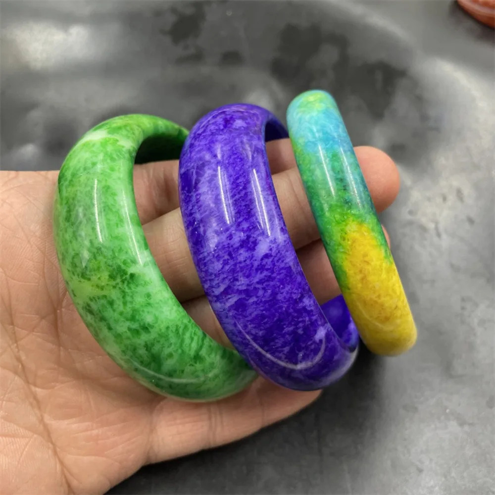 

Wide sized dry blue bracelet purple Shujulai bracelet women's colored jade bracelet Noble temperament and fashion