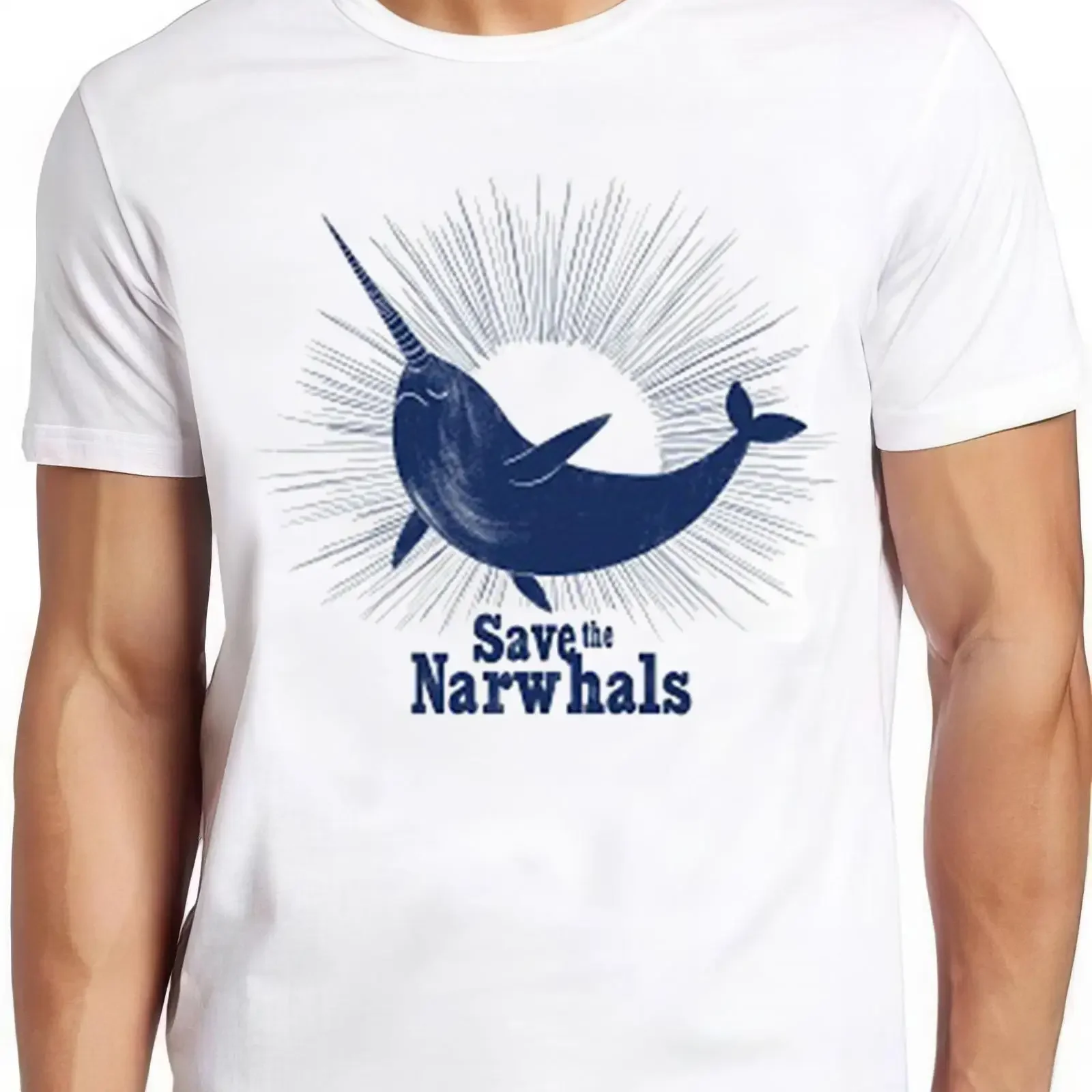 Save The Narwhals T Shirt Funny Animal Cute Narwhal Saying 2552 vintage Washed Stylish Breathable streetwear Versatile