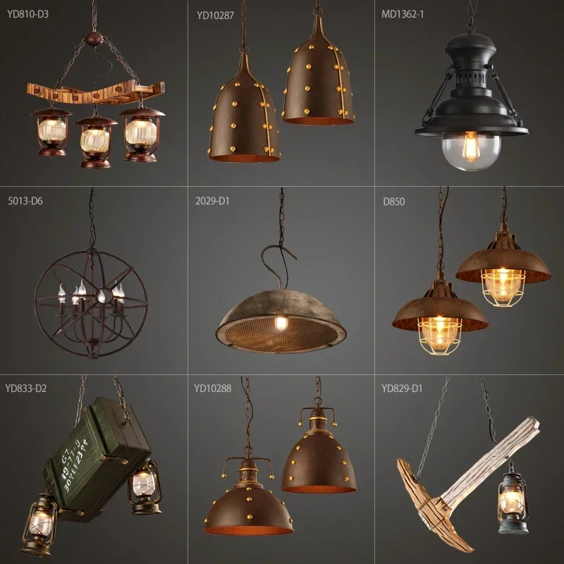 Loft industrial style American retro chandelier restaurant lights cafe bar individual lamps
