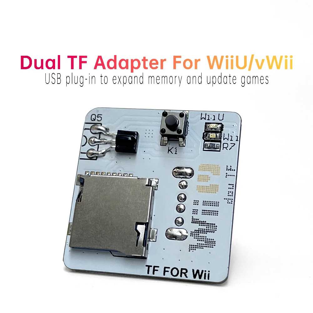 Wiiu/vWii コンソール Vis USB プラグイン用デュアル TF アダプターで