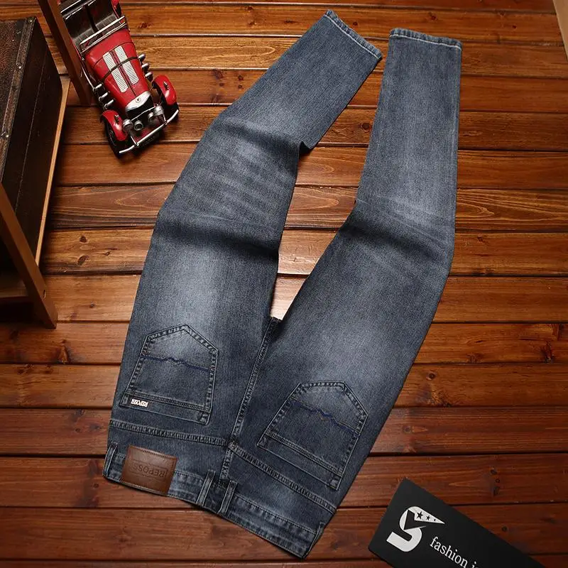 Fashionable, light luxury, minimalist jeans, men's stretch, slim fit, casual, versatile, business, small leg denim pants