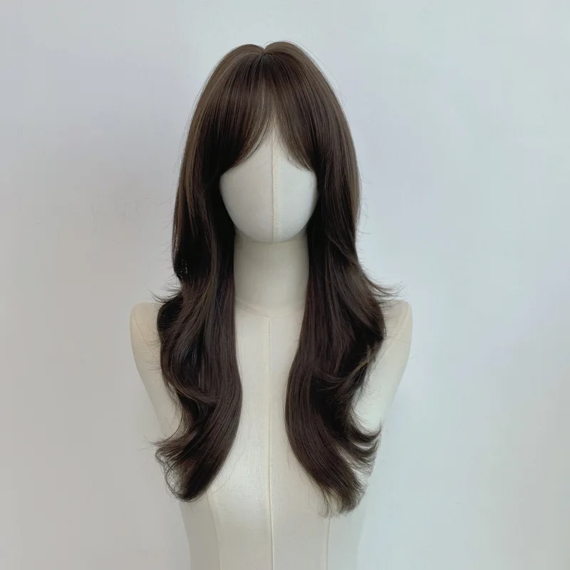 Hot-selling Korean-style women's rose net matte silk with side-swept bangs and curly hair