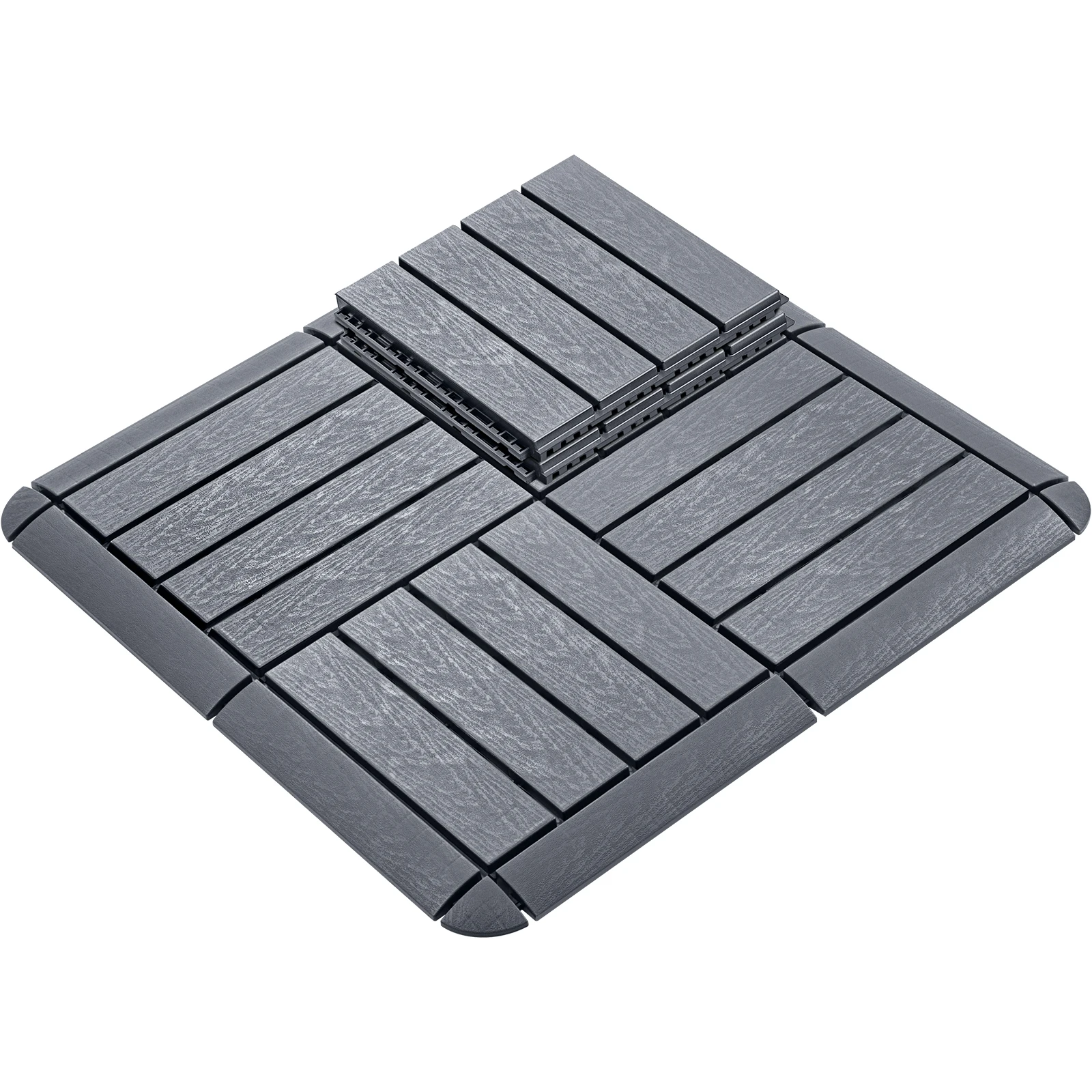 Interlocking Deck Tiles with 10 Transition Edge Kits 11.8