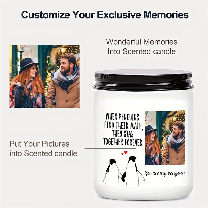 

7oz（200g）Customized Penguin Lover Candle Gift, aimed at "being together forever when penguins find a partner"