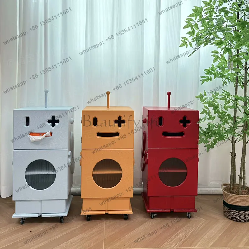 Creative robot bedside cabinet simple mobile storage multi-functional display cabinet