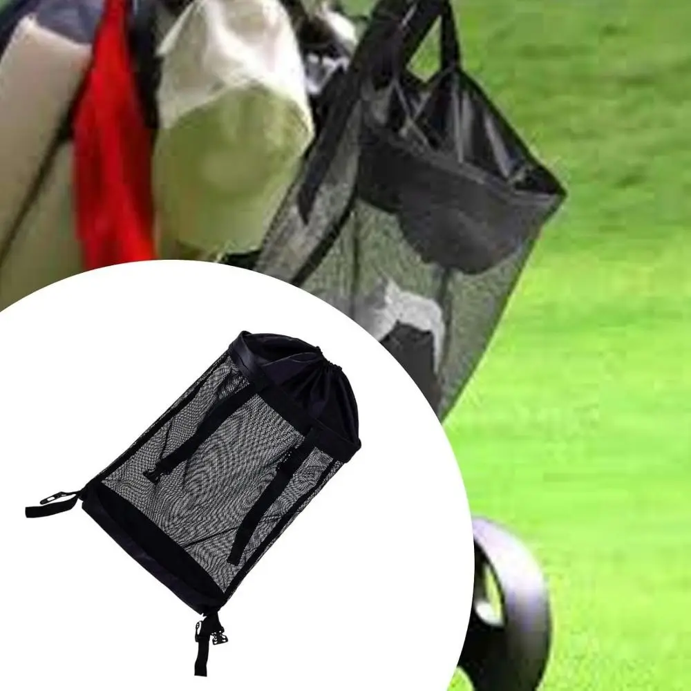 

Mesh Bag Golf Cart Storage Bag Cute Practical Nylon Golf Ball Drawstring Pouch Durable Black Golf Ball Container Gym Sports