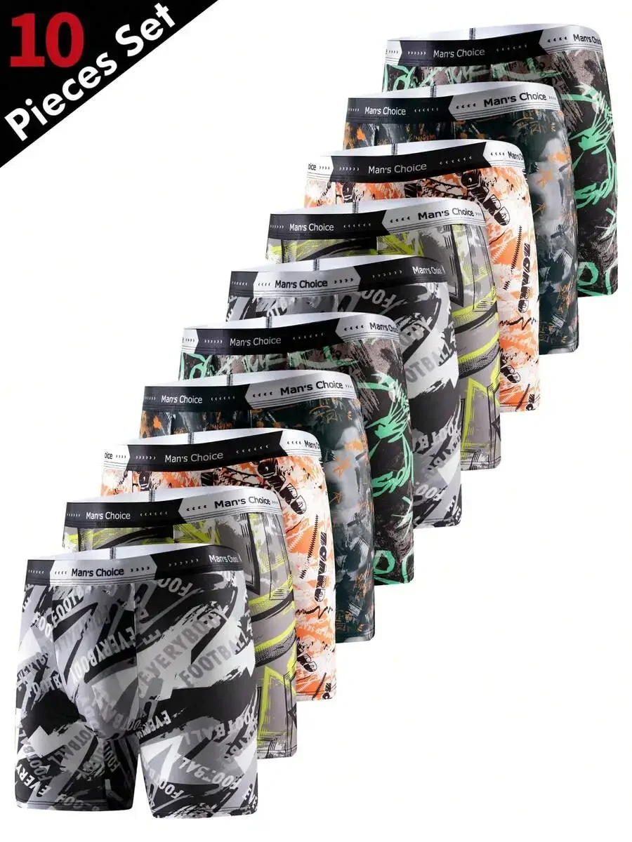 

10 Pieces Mens Fashion Boxer Briefs Thin Elastic Quick Dry