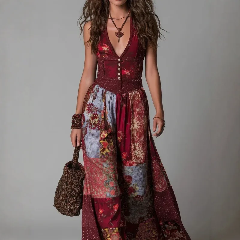 Spring New V Neck Ruffle Waist Dress Floral Print Women Fashion Elegant Party Club Beach Vacation Ladies