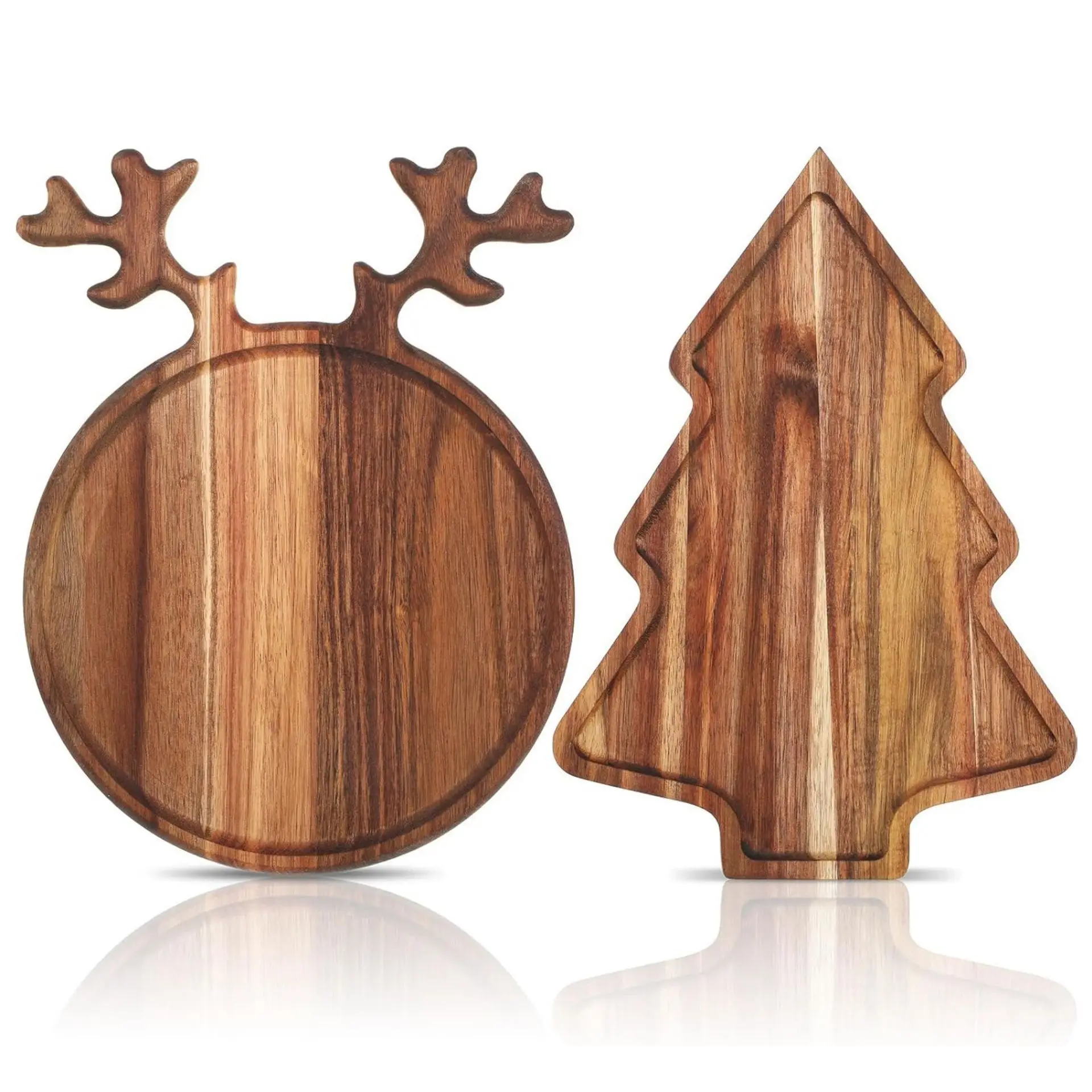 

Christmas Charcuterie Board - Reindeer Antler Rosewood Cheese Platter, Wooden Cake Tray for Holiday Parties & Restaurants