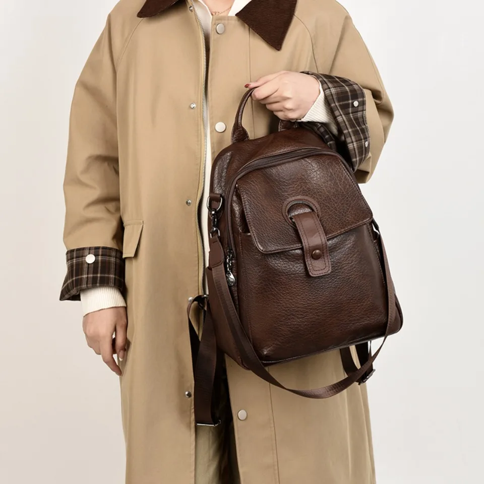 3-in-1 Backpacks Casual Backpack High Quality Bagpack Soft Leather Women Large Capacity Shoulder School Bags Back Pack Girls