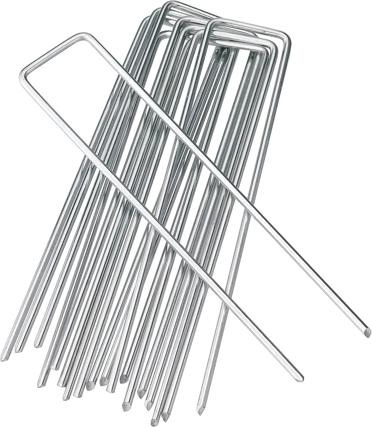 6 Inches 10Pcs  Heavy Duty Galvanized Steel Garden Stakes Staples Securing Pegs for Securing Weed Fabric Landscape Fabric Nettin