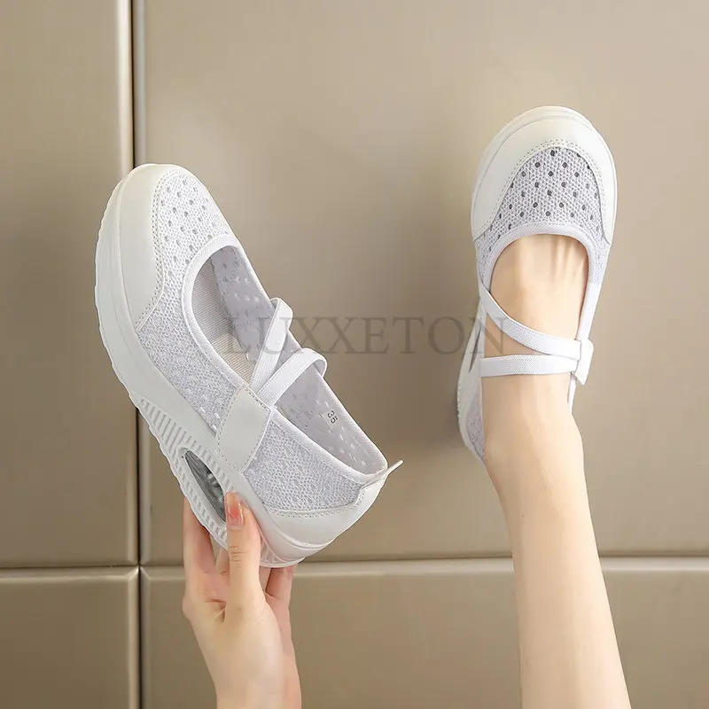 Summer Women Flat Platform Shoes Woman Breathable Mesh Casual Shoes Moccasin Zapatos Mujer Ladies Boat Shoes