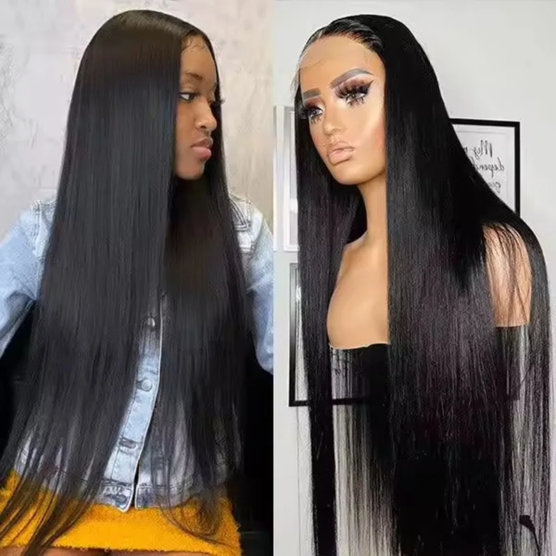 Bone Straight Hd Lace Frontal Wig 13x6 Lace Front Wig Human Hair 30 40 Inch Transparent Lace Pre Plucked Wigs 13x4 HD Lace Wig