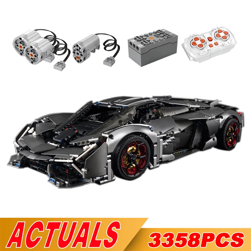 NEW 3358pcs 1:8 RC APP Super Racing Sports Car Building Blocks Model MOC Technical Moter Power Bricks Toys For Kids Boys Gifts