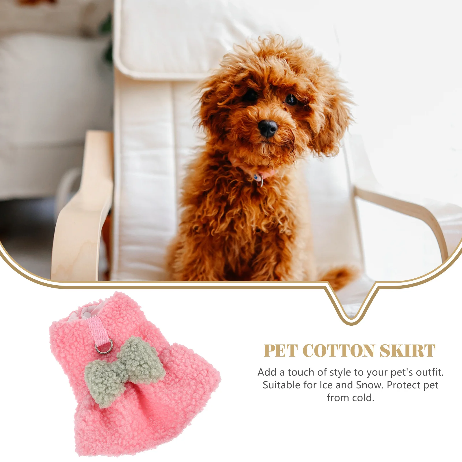 

Warm Pet Clothes Thickened Coat Bow Pattern Dog Winter Snow Protection Easy Clean Polyester Lining Cute Apparel
