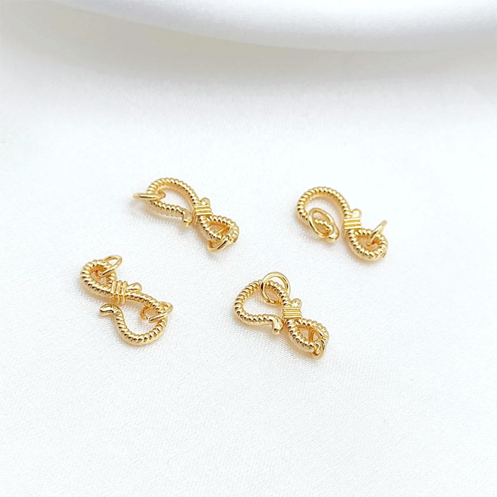 Gold-plated Brass Zircon Inlay Flower S-shaped Fish Tail Connection Buckle DIY Jewelry Making Wrap Up Accessory Materials