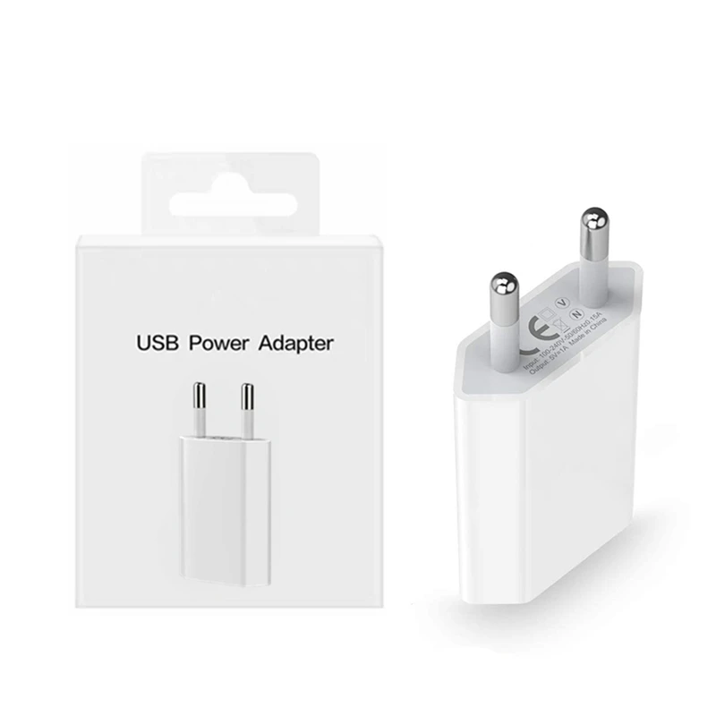 5V 1A EU Plug Home Travel USB Wall Charger for iPhone 6 6S 7 8 14 Plus X XR XS SE 11 12 13 Pro Max Power Adapter With Retail Box