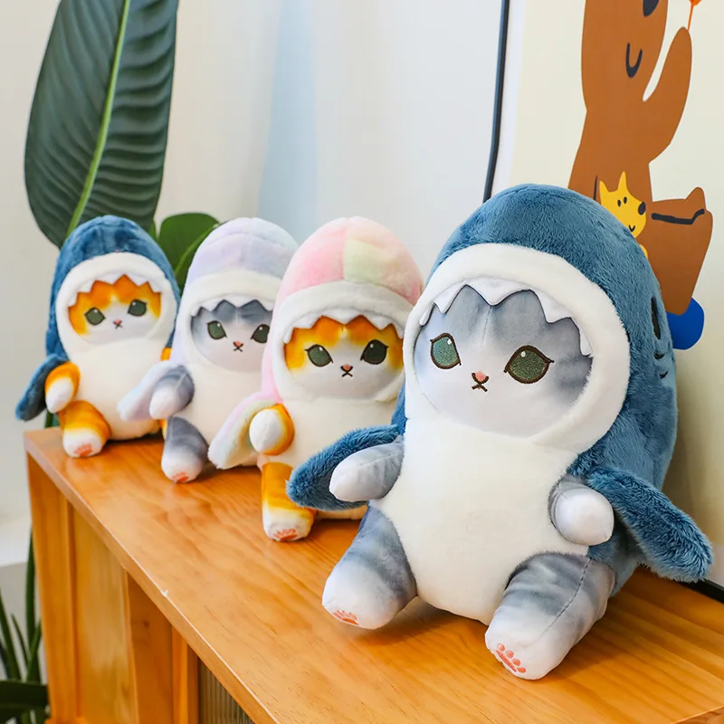 20CM Kawaii Shark Cat Plush Soft Plush Stuffed Animal Shark Cat & Fool Plushies Doll Cute Peluche Kids Birthday Gift Home Decro