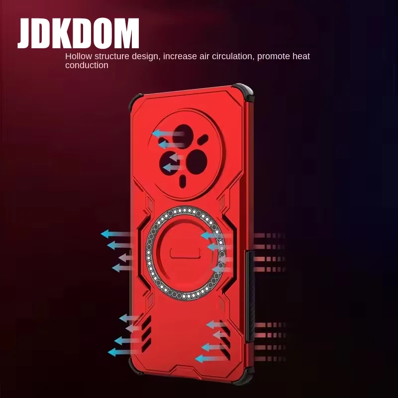 JDKDOM Custodia magnetica per telefono con dissipazione del calore antiurto per OPPO Realme 14 Pro 5G Cover per OPPO Realme 14 Pro Plus 5G