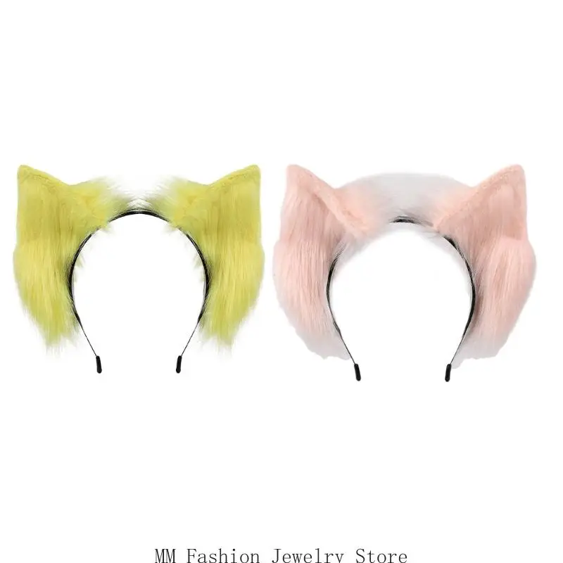 D0UB Diademas con orejas gato felpa Anime para Cosplay, disfraz Halloween, mujeres y adolescentes