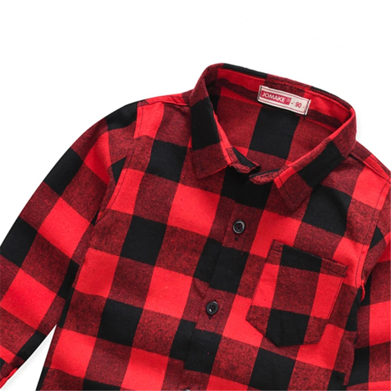 Boys Shirts Classic Casual Plaid Child Shirts Kids School Blouse Red Tops Clothes Kids Children Plaid 2-8 Years Kids Boy Wear