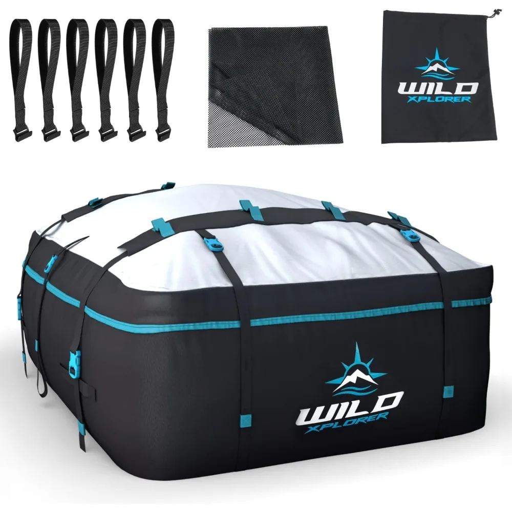 

15 Cubic Feet Waterproof Soft Shell Rooftop Luggage Carrier - Heavy Duty Car Top Cargo Bag