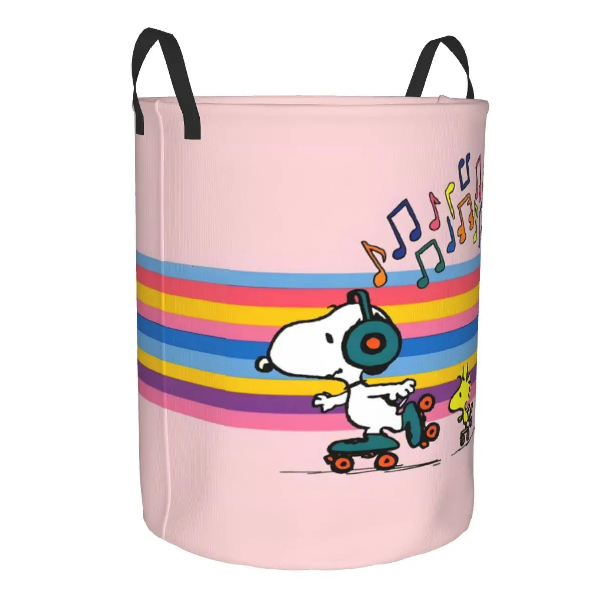 Custom Roller Skating Music Snoopys Comic Laundry Hamper Large Clothes Storage Basket Beagle Toys Bin Organizer for Nursery