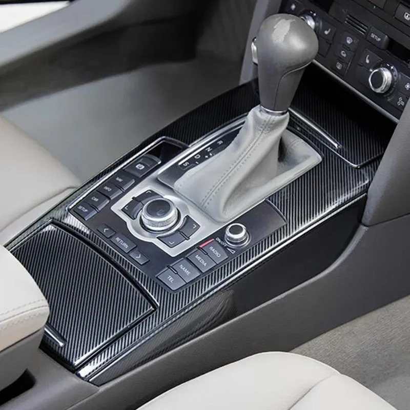 Car Styling Gear Panel Decoration Cover Air Outlet Stickers Trim For Audi A6 C5 C6 Carbon Fiber Stainless Steel Keyhole Decal