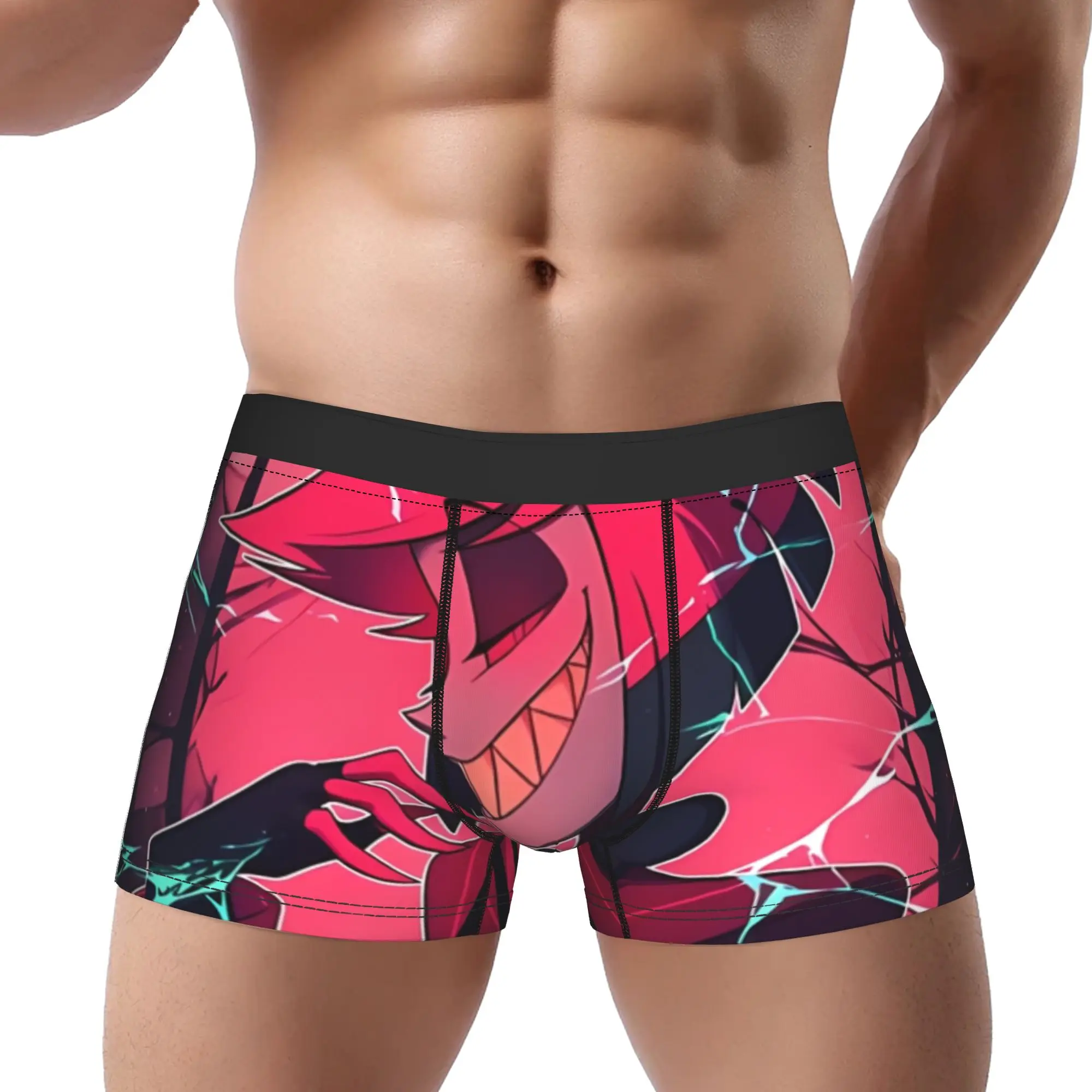 

Трусы-боксеры Alastor Cracked Helluva Boss из витражного стекла, дышащие, удобные, мужское нижнее белье