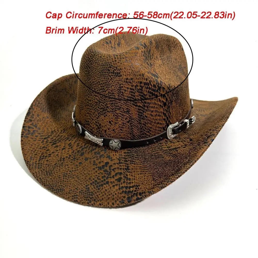 بارد العرقية نمط قبعات رعاة البقر الغربية قبعة واسعة حافة اعوج فارس قبعة البوليستر بلون راعية البقر الجاز قبعة الحماية من الشمس #6