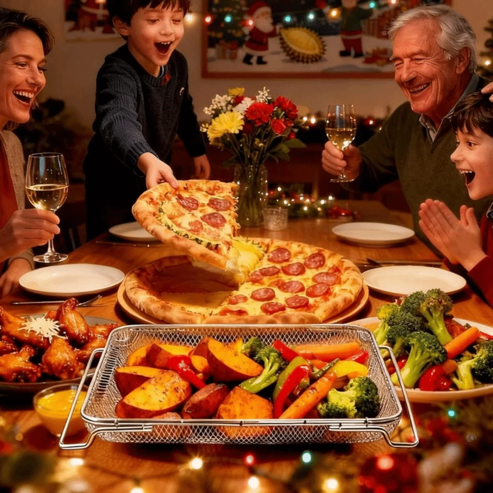 

304 Stainless Steel Air Fryer Replacement Mesh Baskets Dishwasher Safe Heat-resistant Air Fryer Baking Net Rust-proof