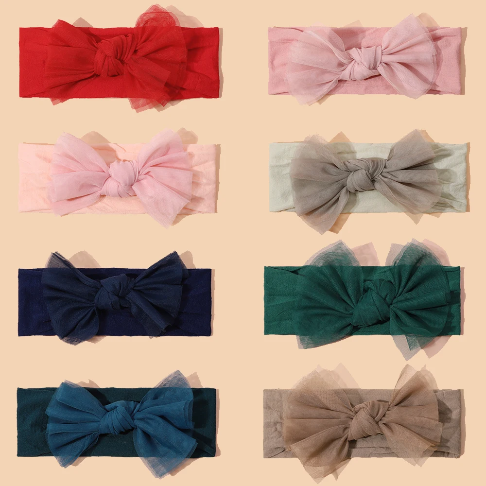 

Headbands For Kids Girls Sweet Princess Bow Headdress Baby Elastic Soft Nylon Hair Bands For Girls Kids Hair Accessories