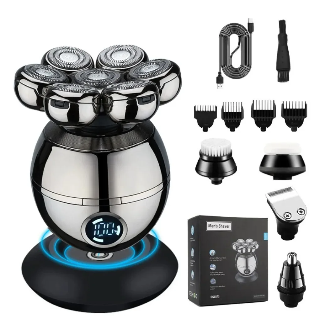 Elektrisch scheerapparaat 7D Drijvende snijkop Basis Opladen Draagbare herenbaardtrimmer Clipper Schedelscheerapparaat Waterdicht scheren - afbeelding 2