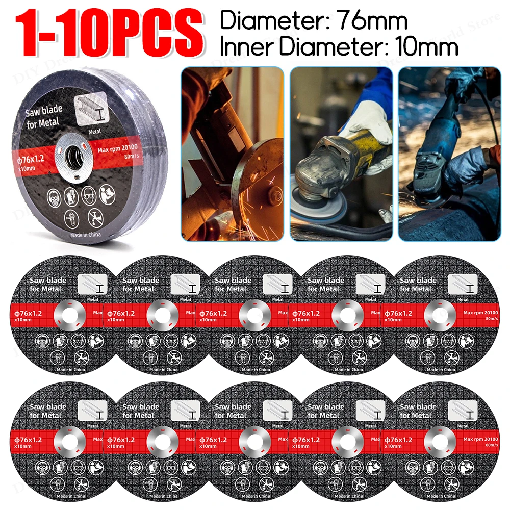 

1-10 шт. 76 мм режущий диск, циркулярная пила для смолы, угловая шлифовальная машина, шлифовальный диск для металла, дерева, железа, стали, режущие аксессуары